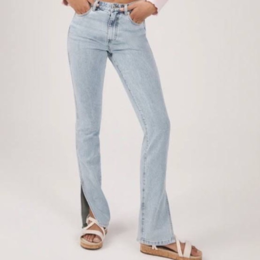 something navy Nina slit hem denim jeans